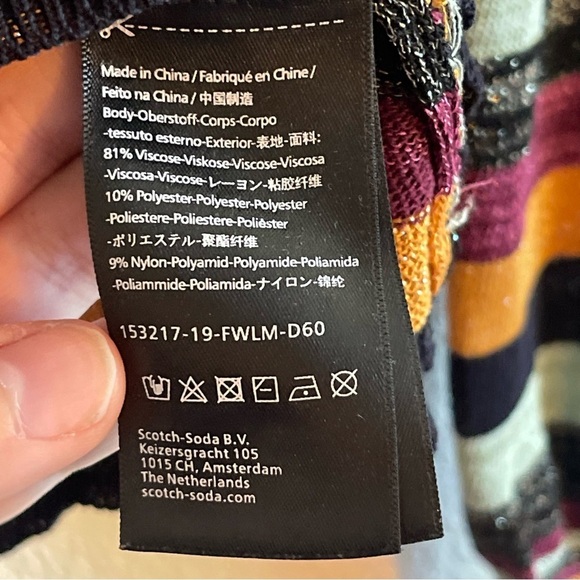 Scotch & Soda Multicolor Stripe Sheer Metallic Long Sleeve Sweater Womens XS - Picture 9 of 10